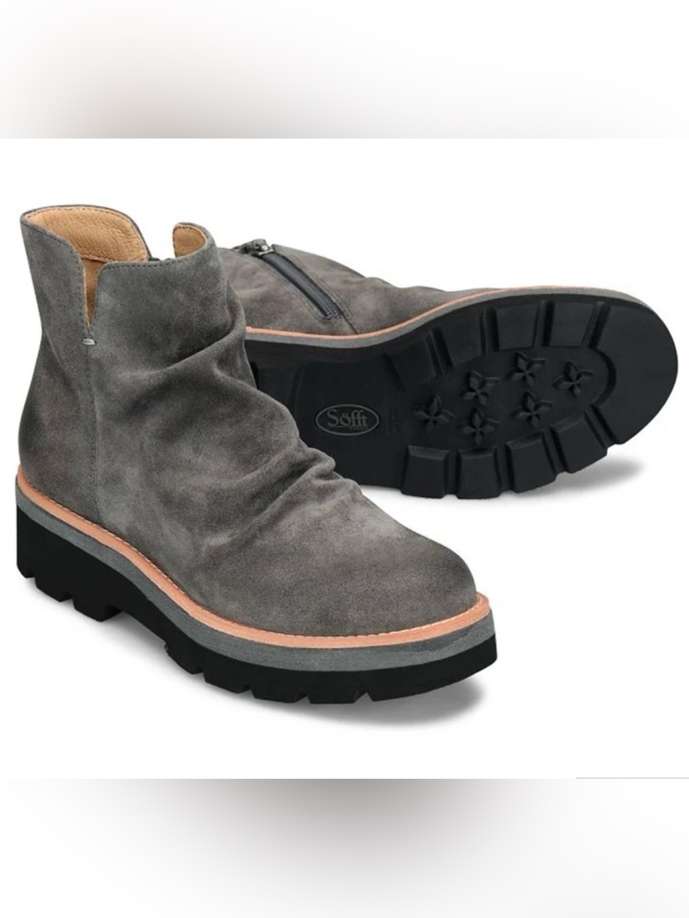 Sofft Pecola smoke gray suede leather weather resistant slouch bootie. Sz 9.5